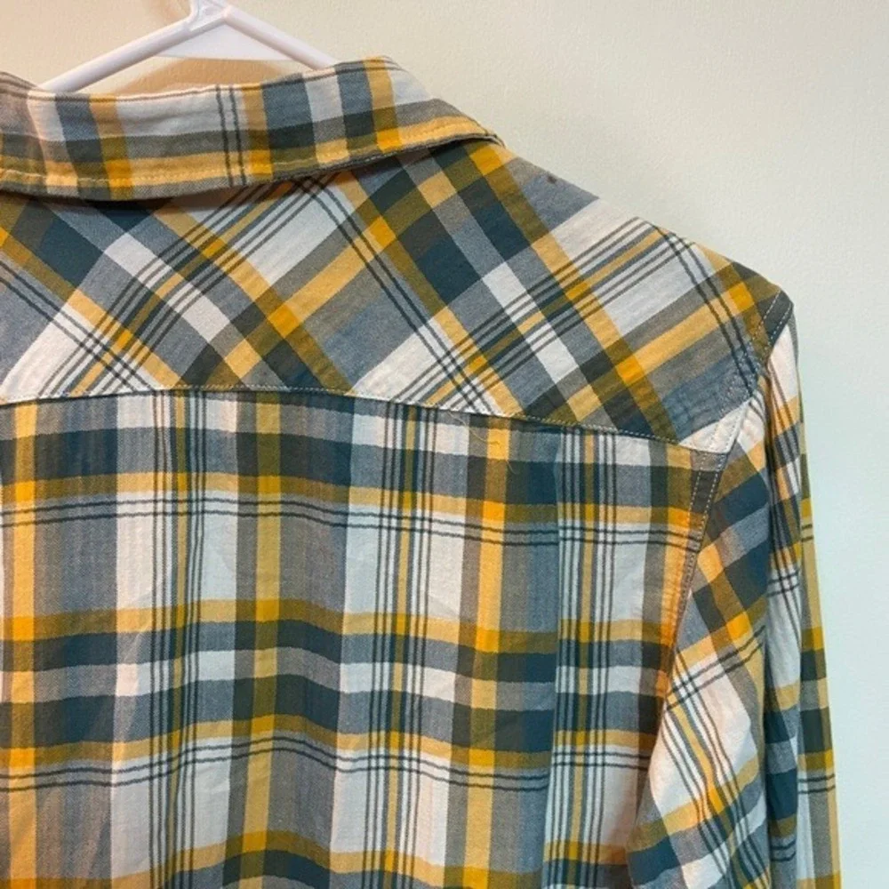 The North Face Mens Plaid‎ Button Down Shirt Yellow Blue Medium